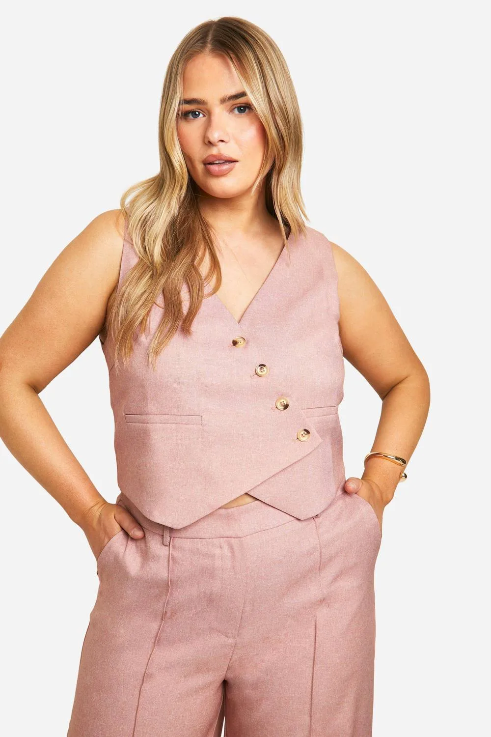 Asymmetric Marl Waistcoat by boohoo