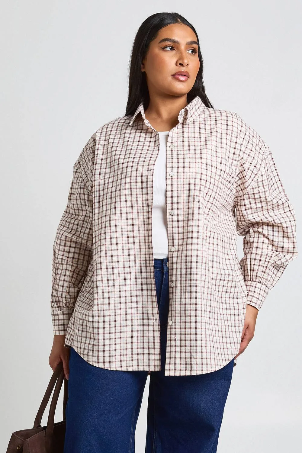 Oversized Check Shirt by boohoo