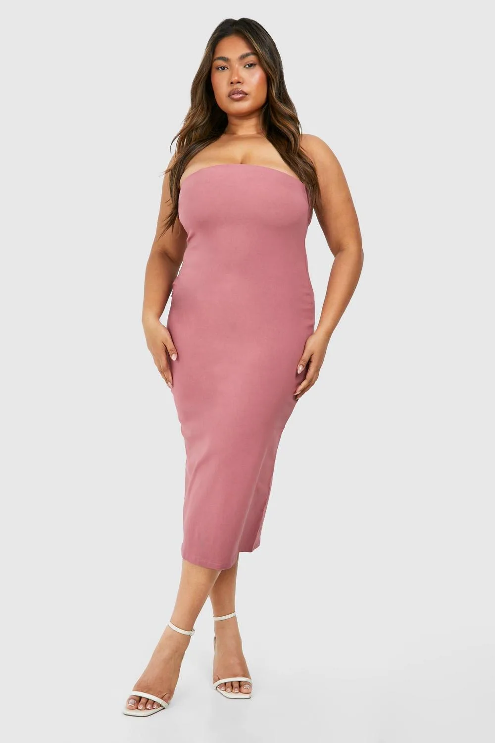 Bandeau Bengaline Midi Dress by boohoo