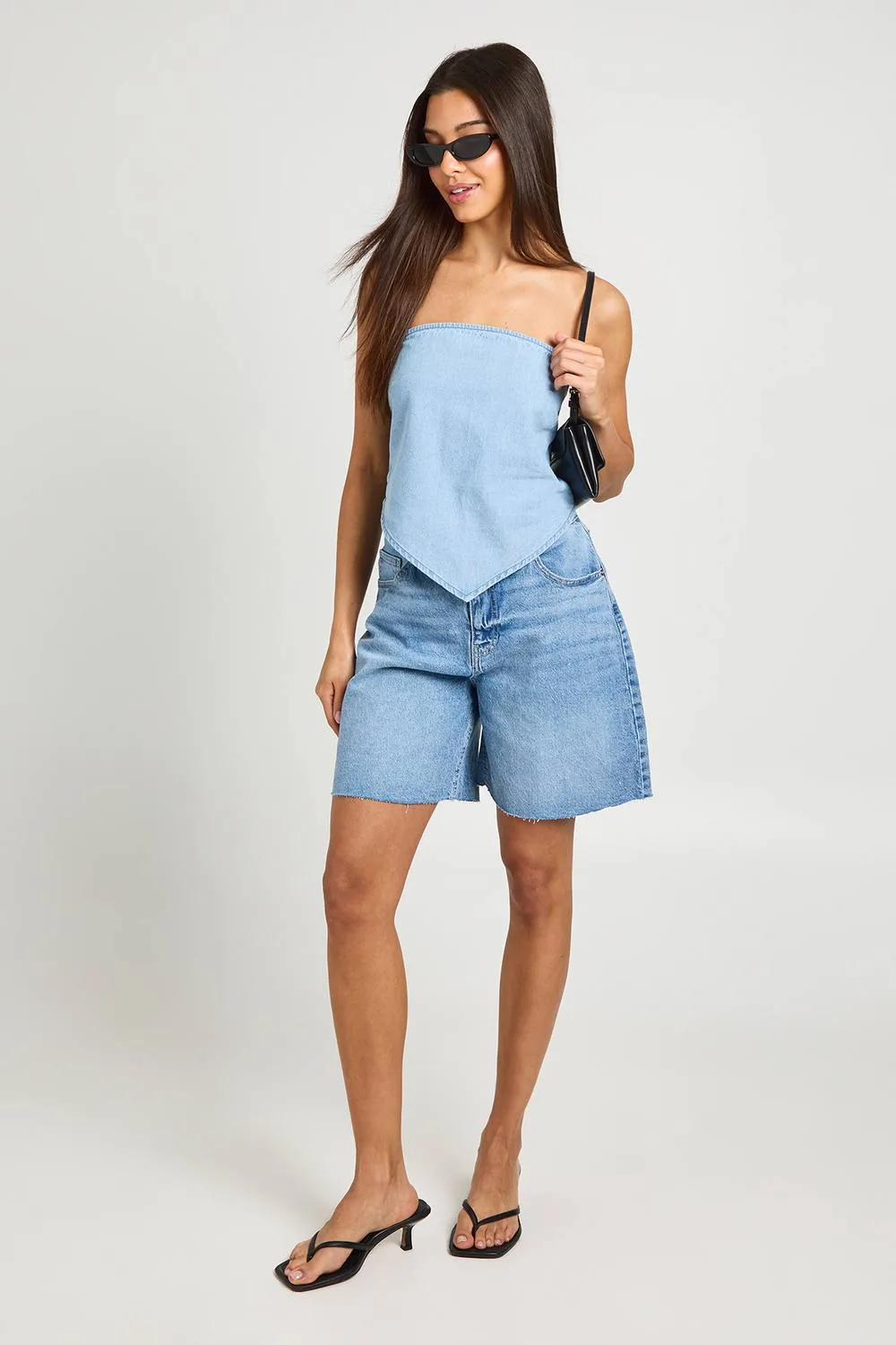 Chambray Bandeau Scarf Top by boohoo