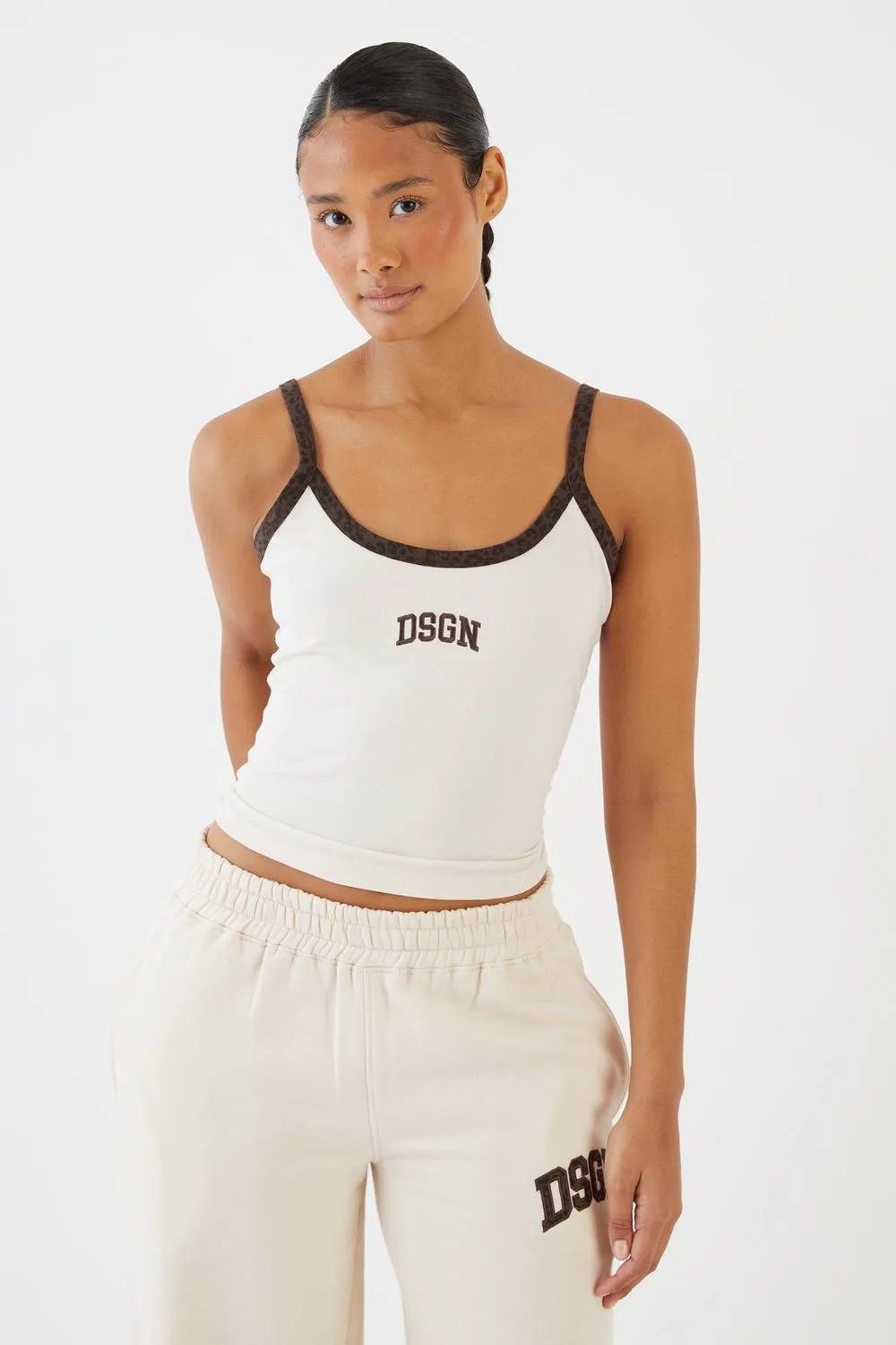 Leopard Contrast Vest Top by DSGN Studio