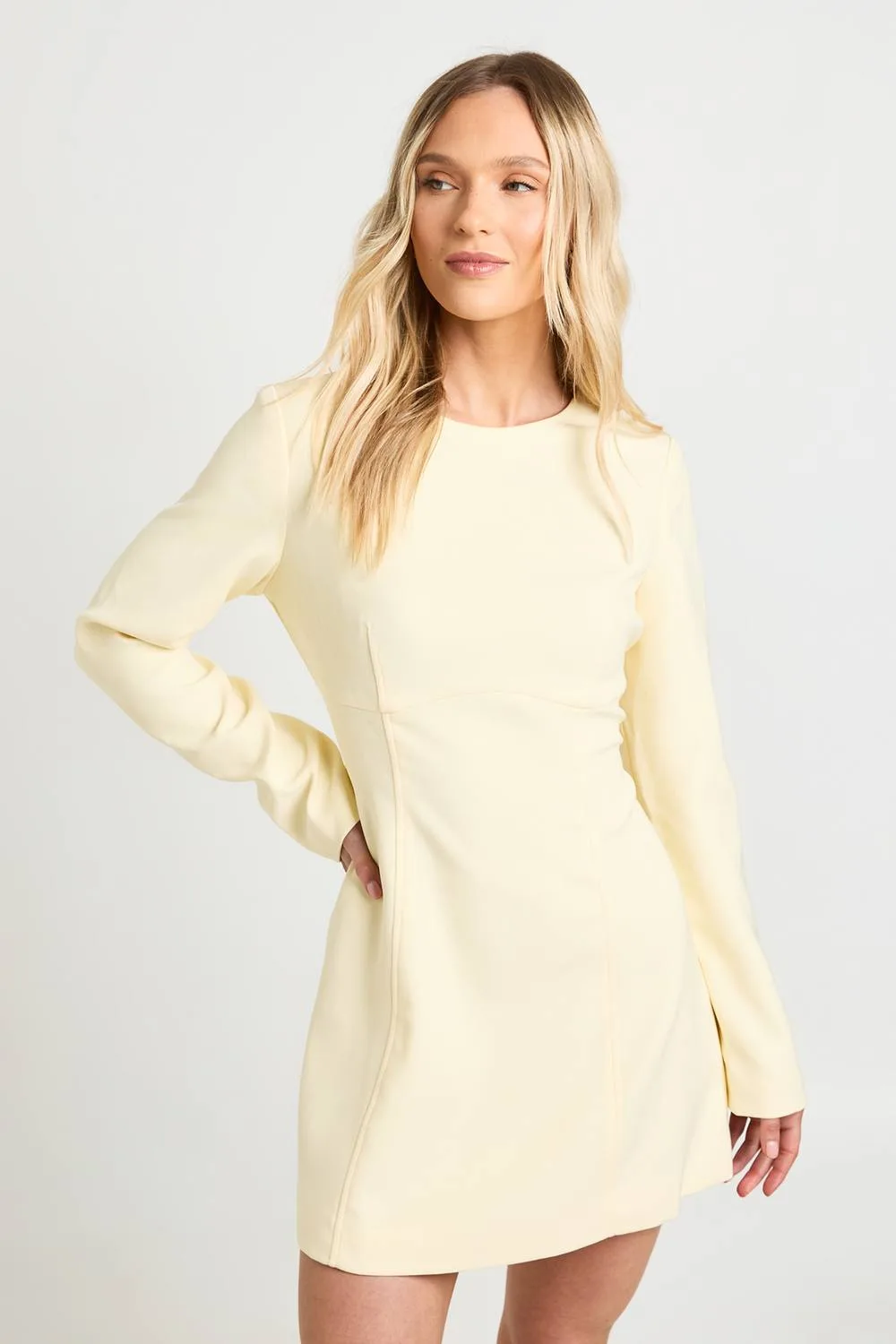 Long Sleeve Tailored Shift Dress by boohoo