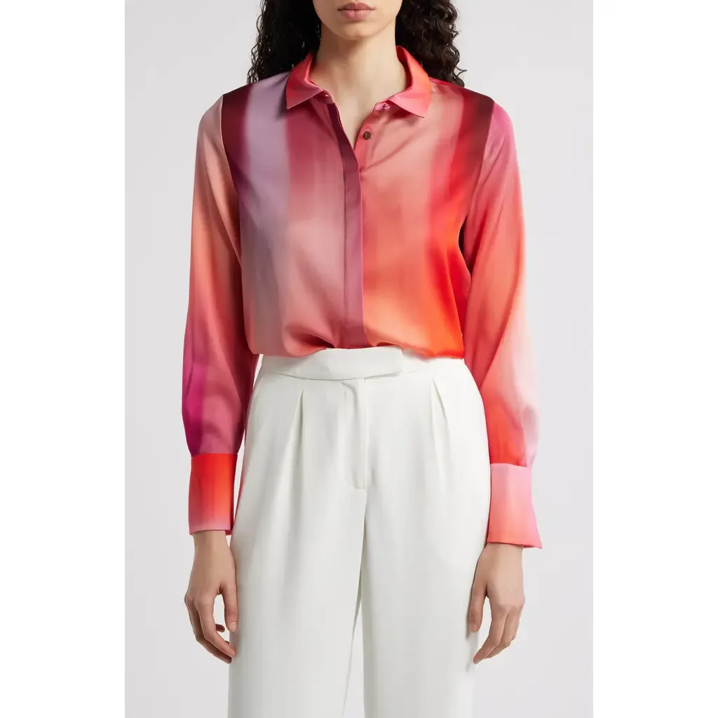 Printed Silk Blend Button-Up Shirt by KOBI HALPERIN