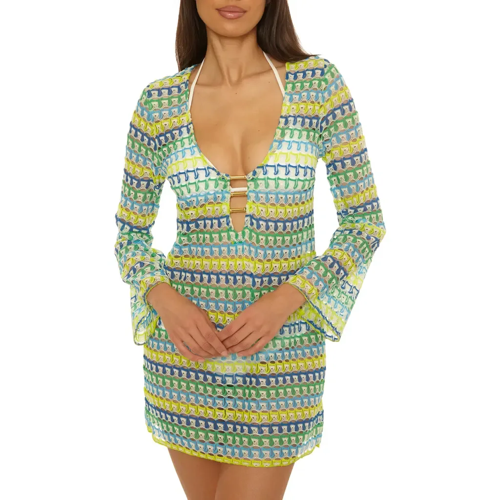 Utopia Long Sleeve Open Stitch Cover-Up Tunic by BECCA