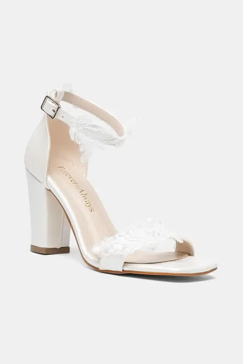 Selia Block Heel Bridal Sandal by Forever & Always Shoes