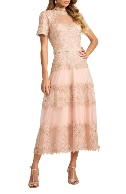Lace & Mesh Midi Cocktail Dress by Tadashi Shoji