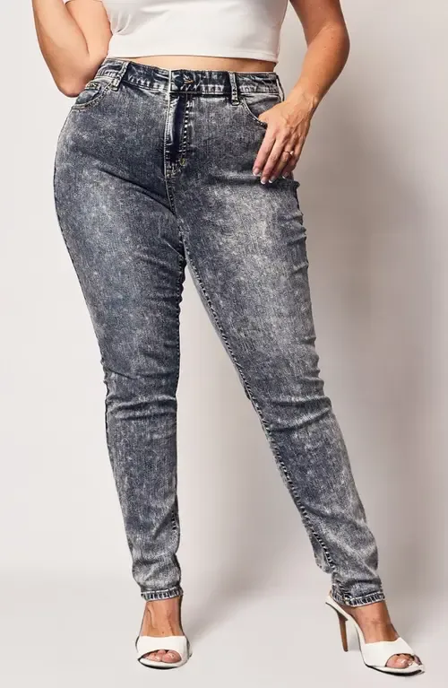 Acid Wash High Waist Skinny Jeans by SLINK Jeans
