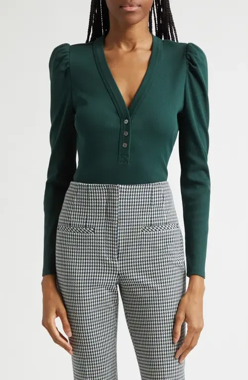 Dekalb Rib Puff Shoulder Henley by Veronica Beard