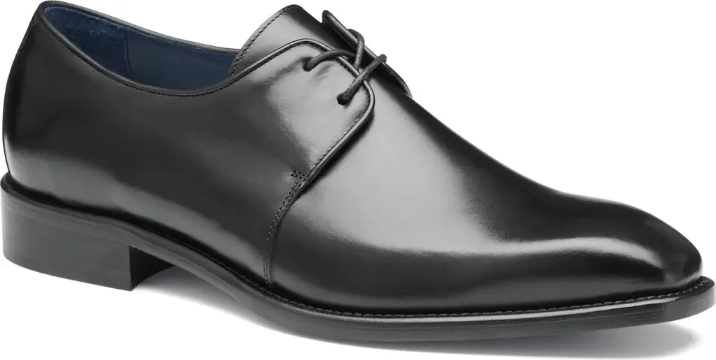 Larson Plain Toe Derby in Black Italian Calfskin