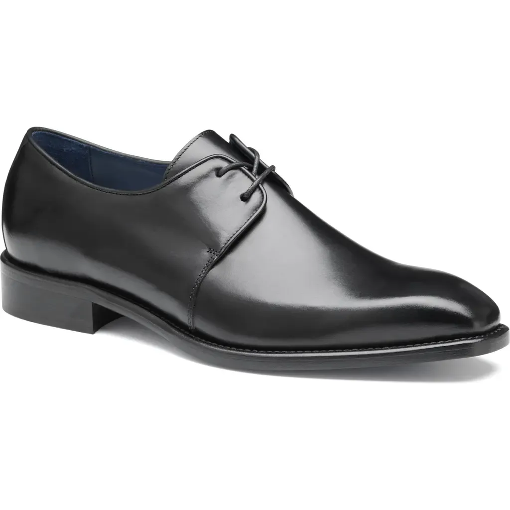 Larson Plain Toe Derby in Black Italian Calfskin