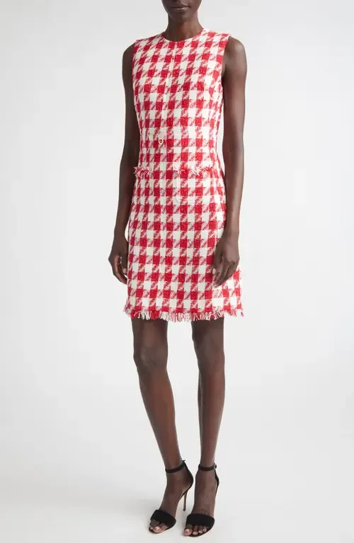 Textured Gingham Tweed Sheath Dress by ST. JOHN
