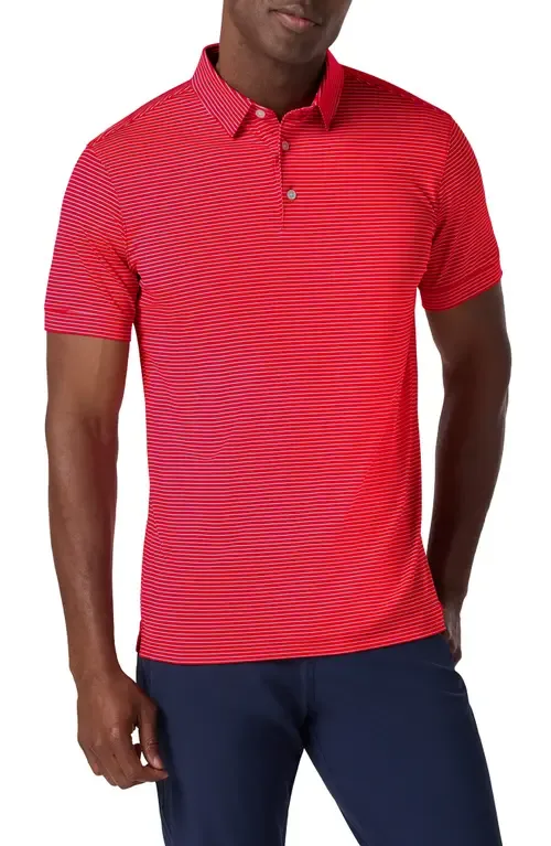 Versa Trim Fit Stripe Performance Golf Polo by Mizzen+Main