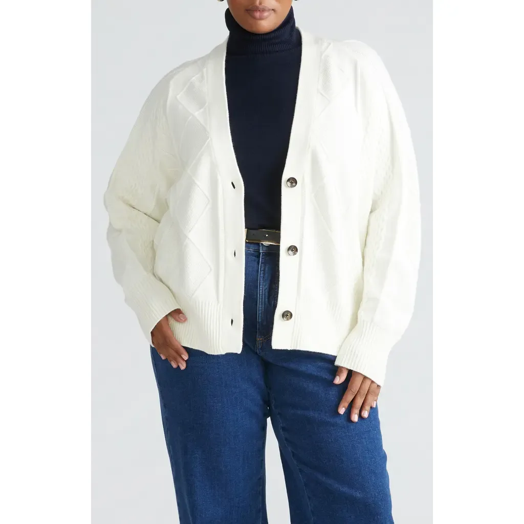 Mixed Cable Stitch Cardigan by Universal Standard