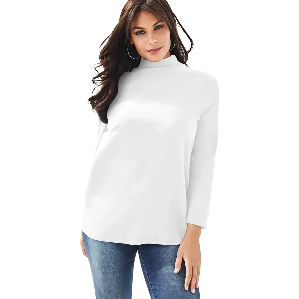 Long Sleeve Mockneck Ultimate Tee by Roaman's