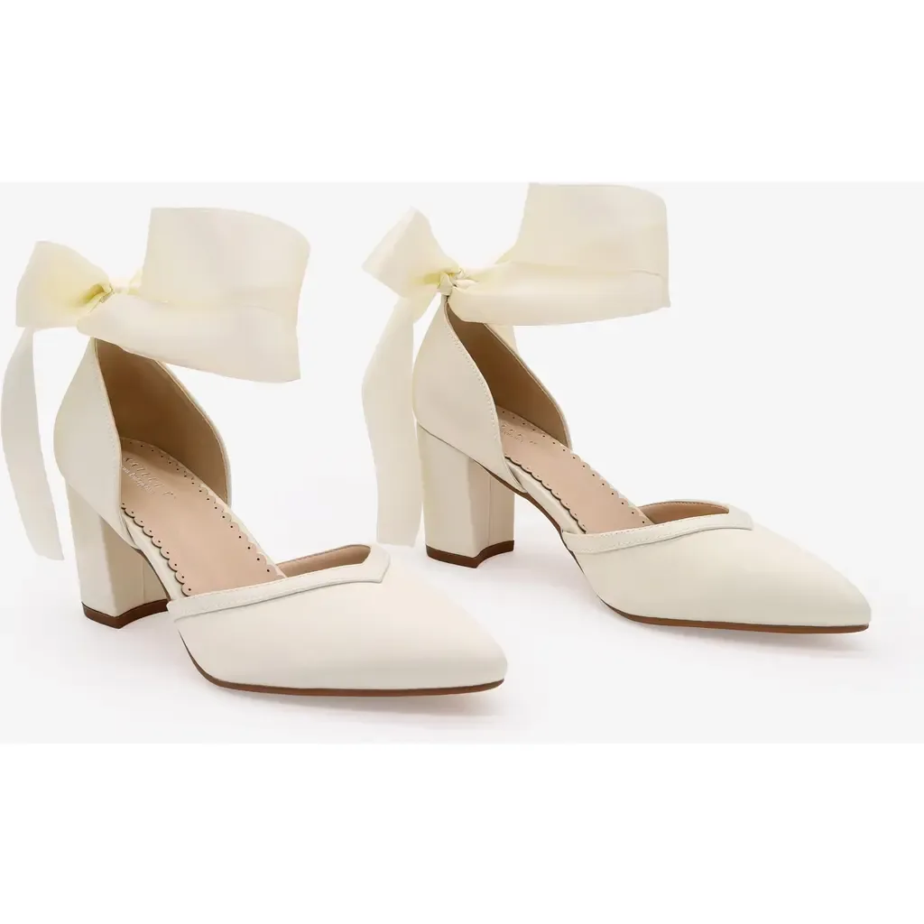 Sally Satin Block Heels with Wrapped Satin Tie by Kailee P