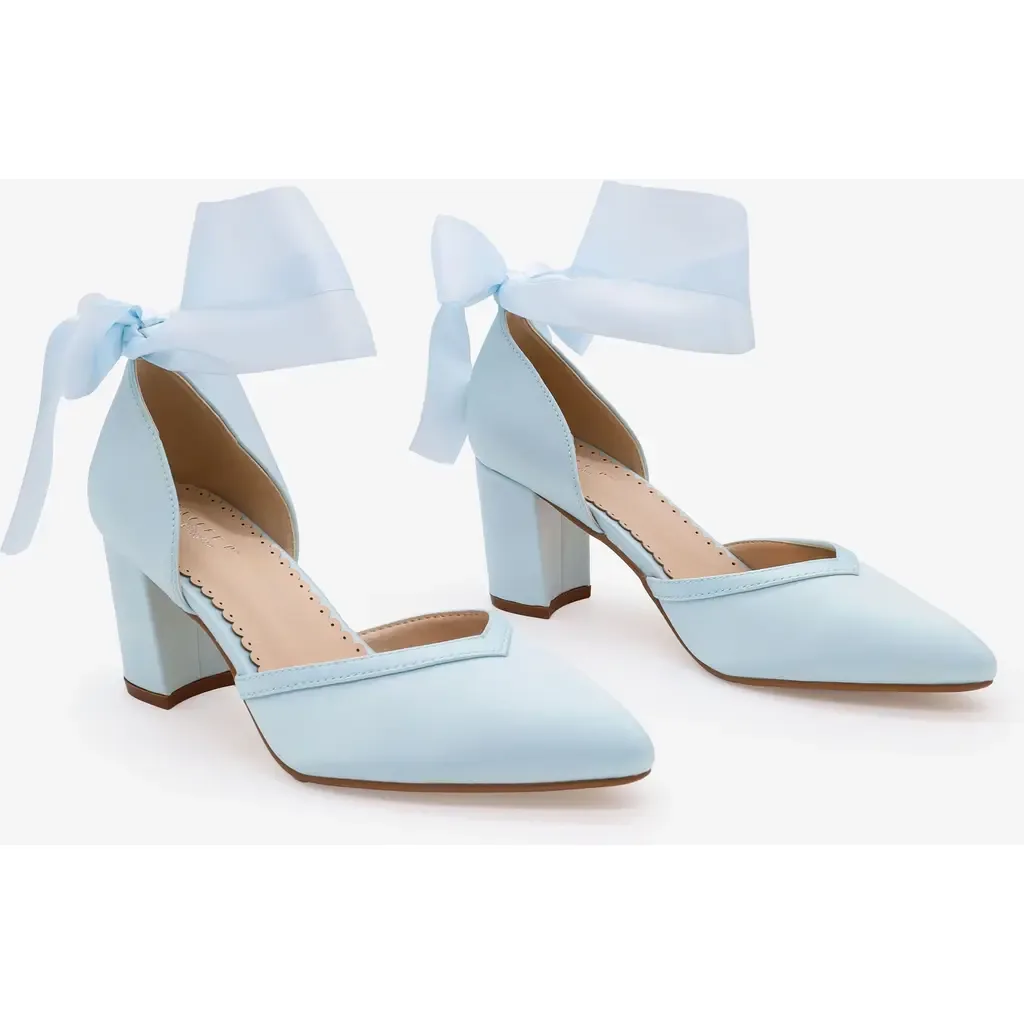 Sally Satin Block Heels with Wrapped Satin Tie