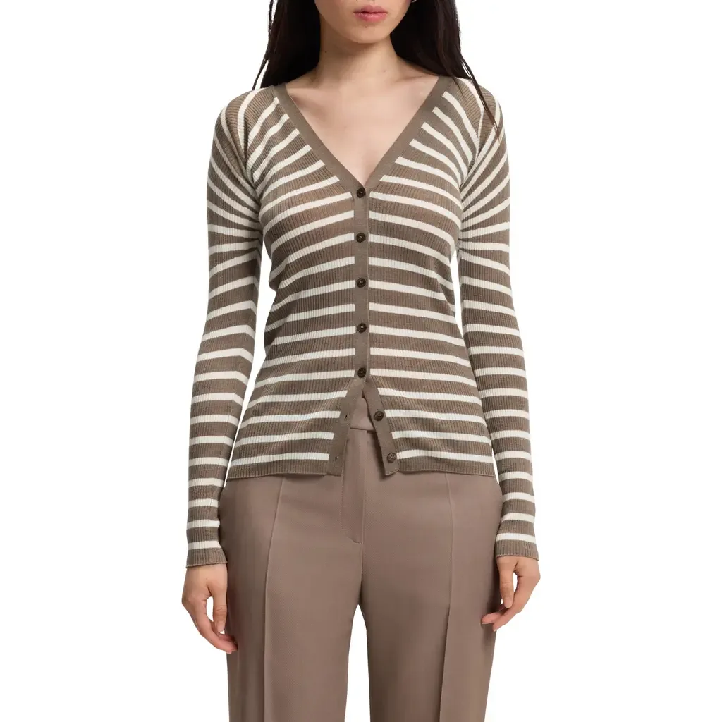 Fayani Striped Wool Cardigan by BOSS