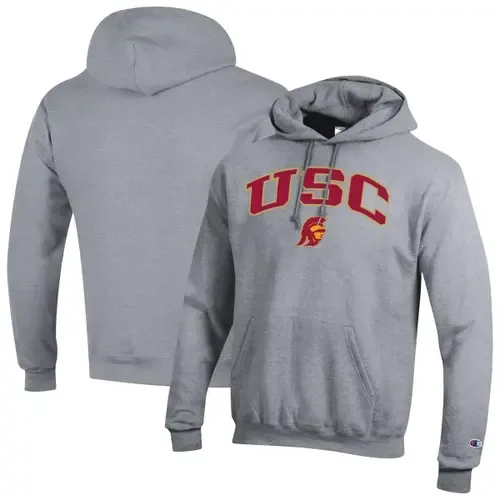 Champion Heather Gray USC Trojans Arch Over Logo Pullover Hoodie