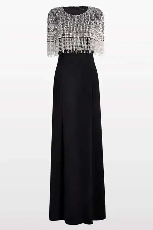 Sabine Beaded-Fringed Maxi Dress by Jenny Packham