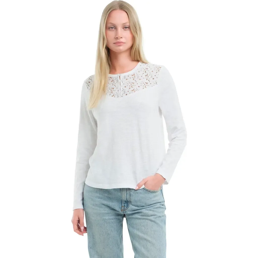 Lace Yoke Henley Tee by WILT Clothing