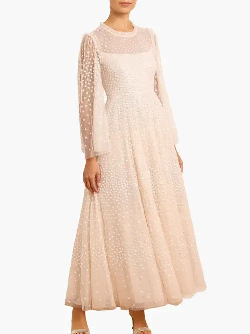 Scatter Dot Round Neck Ankle Gown by Needle & Thread