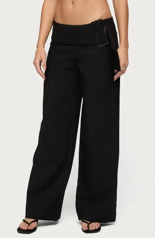 Cerise Buckle Low Rise Baggy Pants by EDIKTED