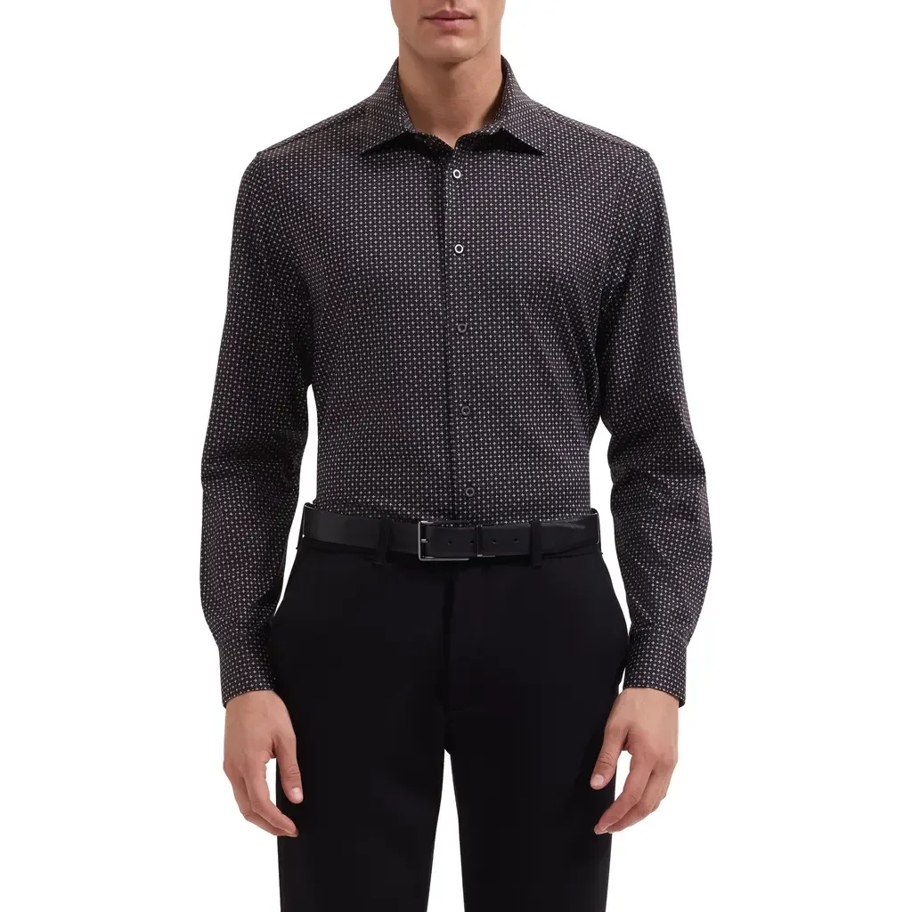 James OoohCotton® Geometric Print Button-Up Shirt by Bugatchi