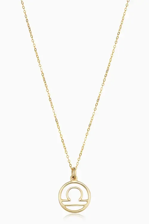 14K Gold Zodiac Pendant Necklace in Libra