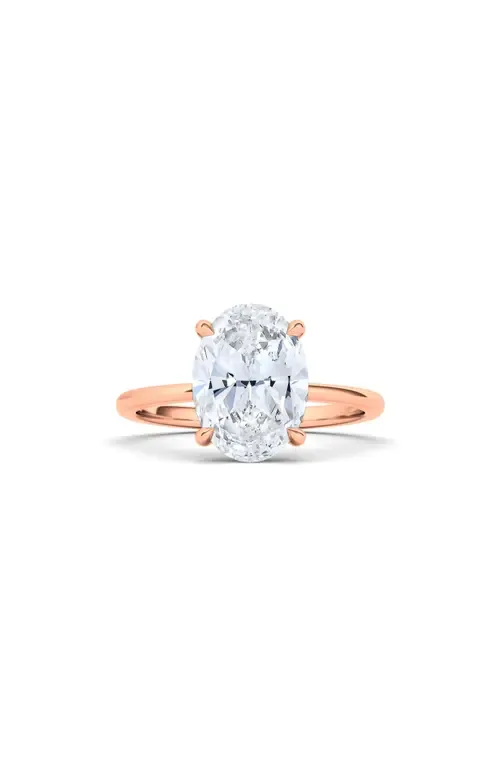 Oval Cut Lab Created Diamond Ring in 18K Rose Gold by HauteCarat