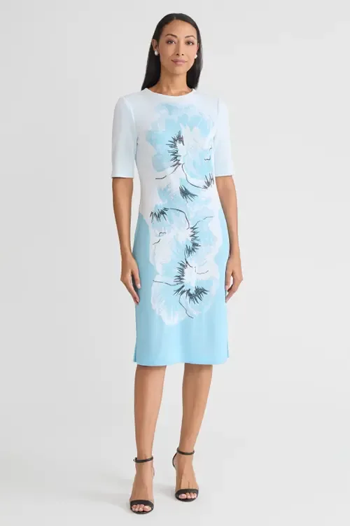 Bold Floral Jacquard Knit Sheath Dress by Ming Wang