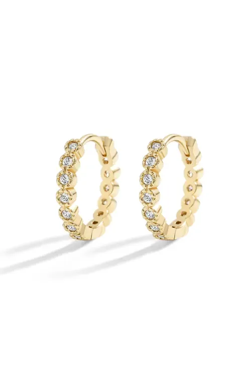 Shimmer Huggie Hoop Earrings in 18K Gold Plated