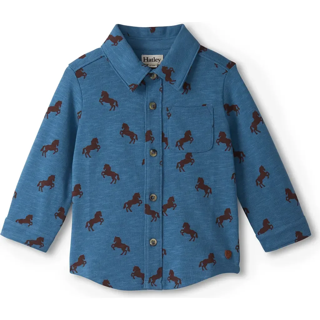 Ranch Horses Print Knit Button-Up Shirt by Hatley