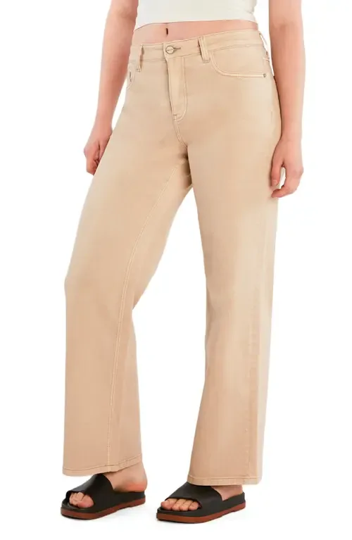 Clever Ripped High Waist Wide Leg Jeans by HINT OF BLU