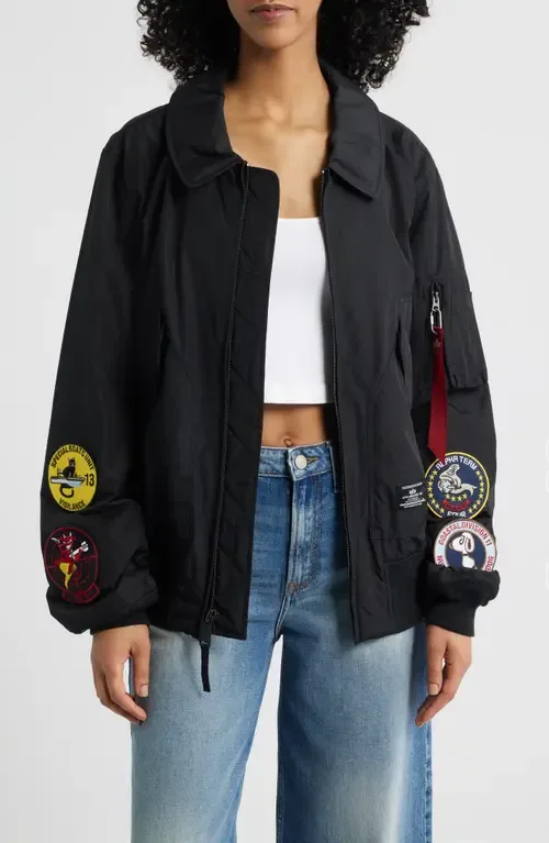 Patch Detail Relaxed Fit Flight Jacket by Alpha Industries