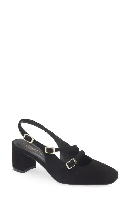 Gavin Slingback Pump in Black Suede by Cordani