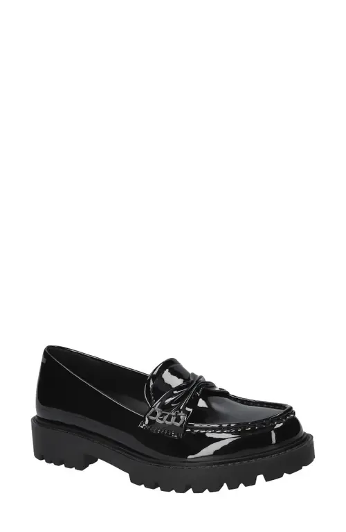 Avalon Lug Sole Loafer in Black Leather
