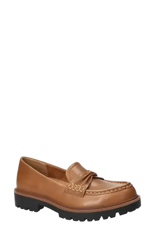 Avalon Lug Sole Loafer in Black Leather
