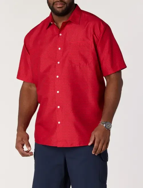 Geometric Print Microfiber Sport Shirt by Harbor Bay by DXL