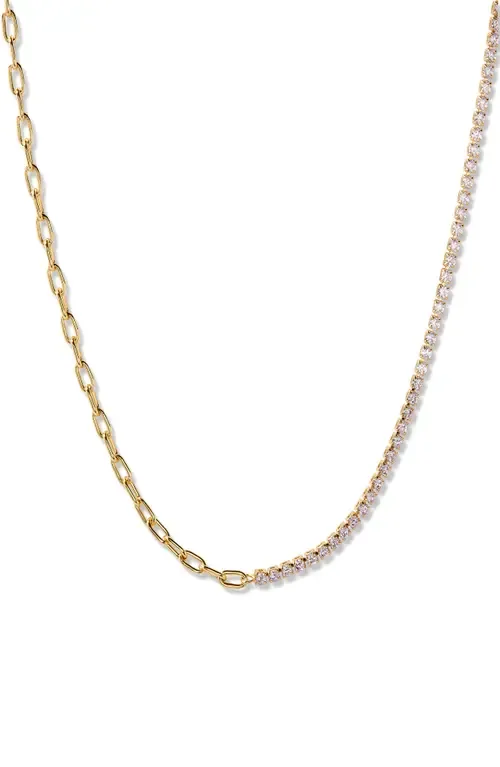 Isabella Mini Birthstone Tennis & Paper Clip Chain Necklace by Brook and York