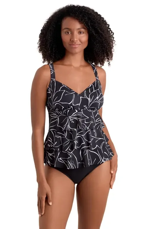 Triple Tier V-Neck Tankini Swimsuit Top by ShapeSolver