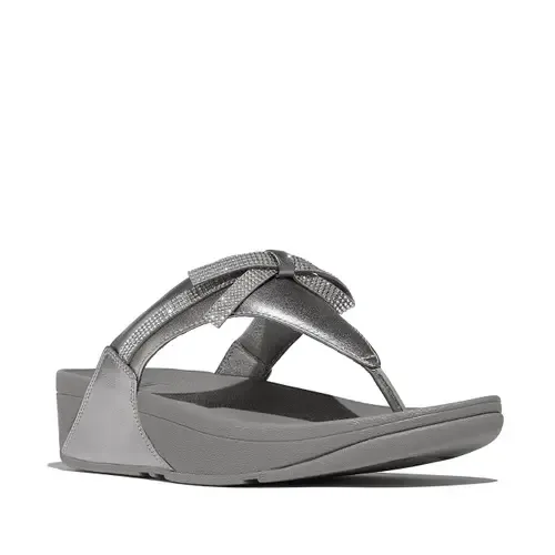 Lulu Glitz Bow Leather Toe Post Sandals by FitFlop