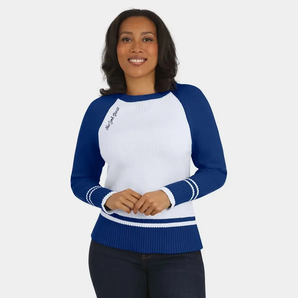 WEAR by Erin Andrews White/Royal New York Giants Colorblock Raglan Sweater by WEAR by Erin Andrews