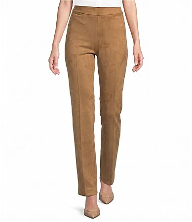 Suede Flat Front Boot Let Full Length Pull on Scuba Pants by Jones New York