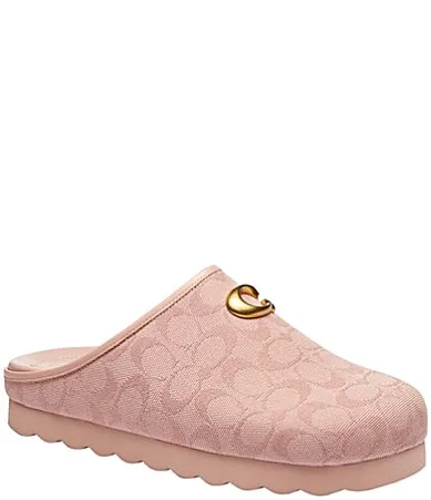Hadley Signature Logo Print Jacquard Clogs by Coach