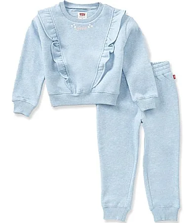 Long Sleeve Ruffled Crewneck Top Jogger Pants 2-Piece Set by Levi's