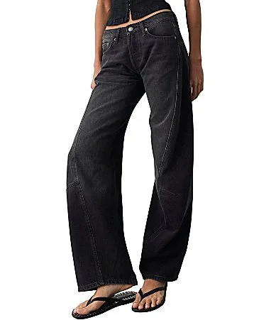 We the Free Fable Low Rise Twisted Bowed Leg Denim Jeans by Free People