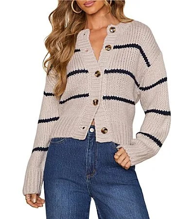 Striped Long Sleeve Cardigan by Vici Collection