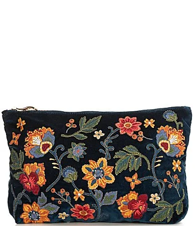 Botanical Garden Velvet Everyday Pouch by Elizabeth Scarlett