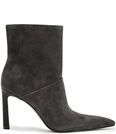 Jessica Suede Point Toe Stiletto Zip Up Booties by Reiss