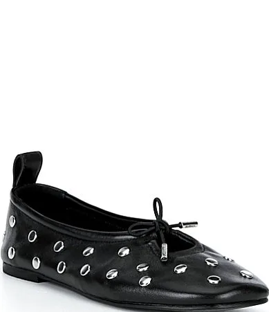 Rosalind Studded Leather Ballet Flats by Alohas